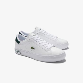 Lacoste Powercourt Leather Sneakers Dámské - Tenisky Bílé / Tmavě Zelene | CZ-tvN84D